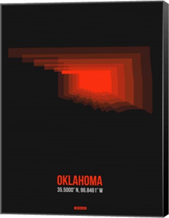 Framed Oklahoma Radiant Map 5 Print