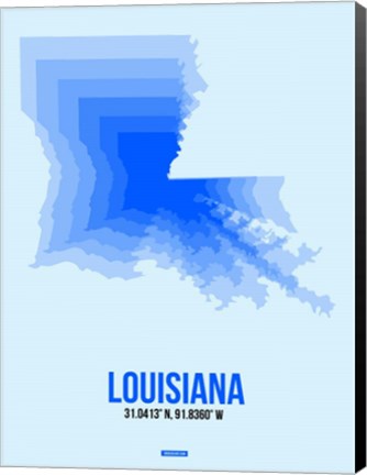 Framed Louisiana Radiant Map 1 Print