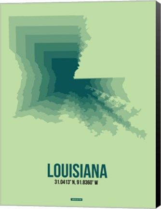 Framed Louisiana Radiant Map 2 Print