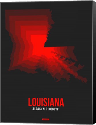 Framed Louisiana Radiant Map 4 Print