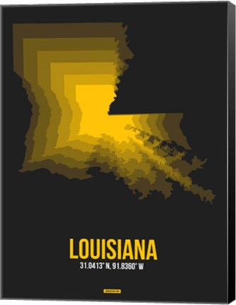 Framed Louisiana Radiant Map 5 Print