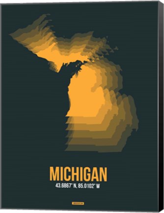 Framed Michigan Radiant Map 4 Print