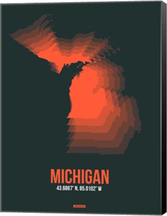 Framed Michigan Radiant Map 5 Print