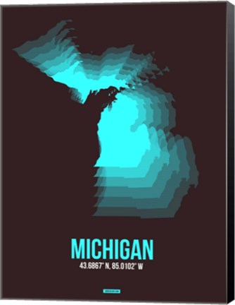 Framed Michigan Radiant Map 6 Print