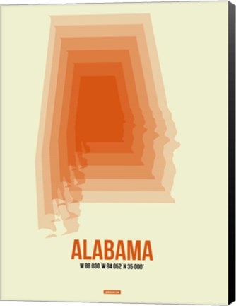 Framed Alabama Radiant Map 1 Print