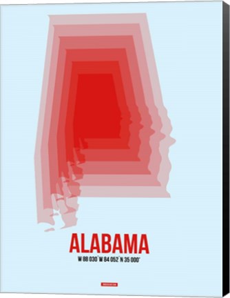 Framed Alabama Radiant Map 2 Print