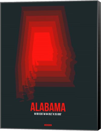 Framed Alabama Radiant Map 4 Print