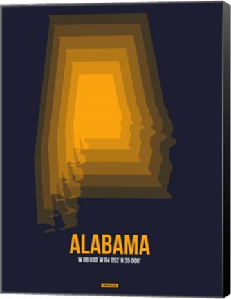 Framed Alabama Radiant Map 5 Print