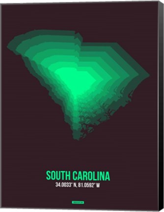 Framed South Carolina Radiant Map 6 Print