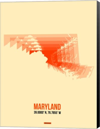 Framed Maryland Radiant Map 1 Print