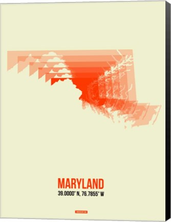 Framed Maryland Radiant Map 3 Print