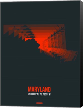 Framed Maryland Radiant Map 5 Print