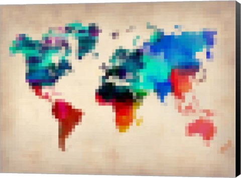 Framed Pixelated World Map Print