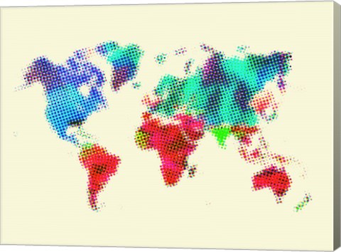 Framed Dotted World Map 4 Print