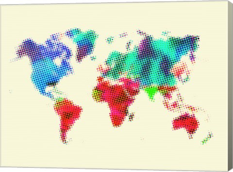 Framed Dotted World Map 4 Print