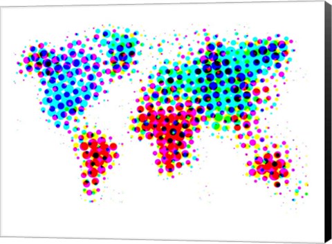 Framed Dotted World Map 6 Print