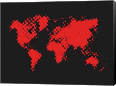 Framed Dotted Red World Map Print