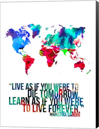 Framed World Map Quote Mahatma Gandi Print