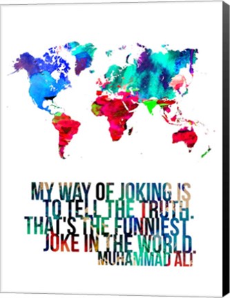 Framed World Map Quote Muhammad Ali Print