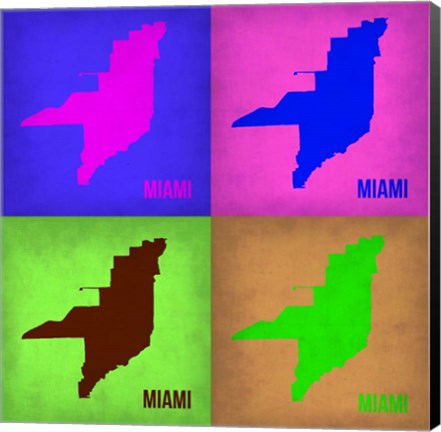 Framed Miami Pop Art Map 1 Print