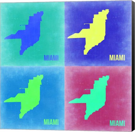 Framed Miami Pop Art Map 2 Print