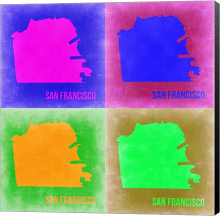 Framed San Francisco Pop Art Map 2 Print