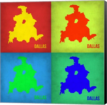 Framed Dallas Pop Art Map 1 Print