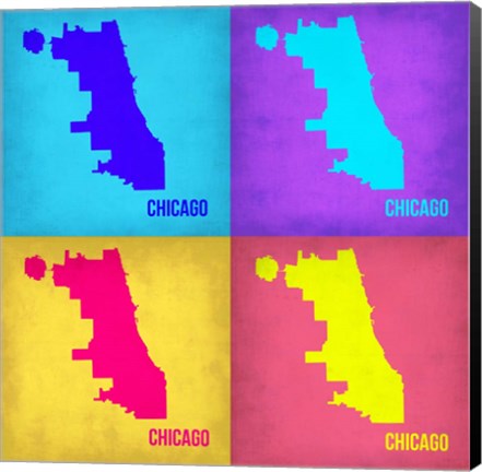 Framed Chicago Pop Art Map 1 Print