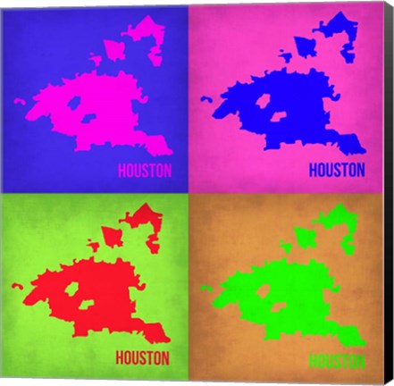 Framed Houston Pop Art Map 1 Print