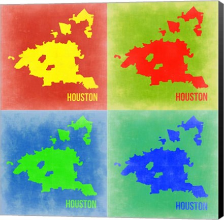 Framed Houston Pop Art Map 2 Print