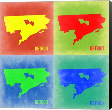 Framed Detroit Pop Art Map 2 Print