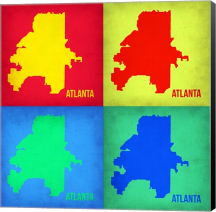 Framed Atlanta Pop Art Map 1 Print