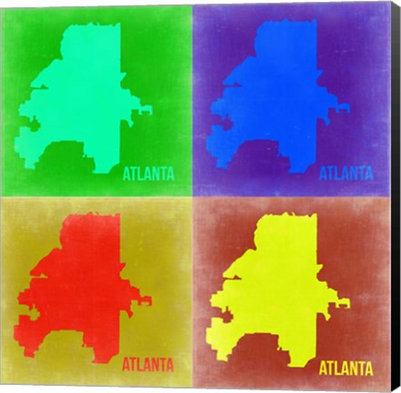 Framed Atlanta Pop Art Map 2 Print