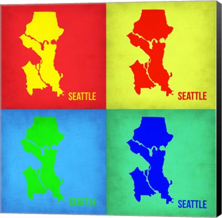 Framed Seattle Pop Art Map 1 Print