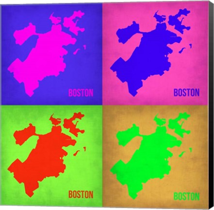 Framed Boston Pop Art Map 1 Print