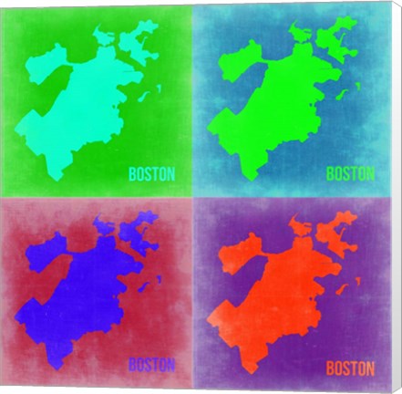 Framed Boston Pop Art Map 2 Print