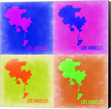 Framed Los Angeles Pop Art Map 2 Print