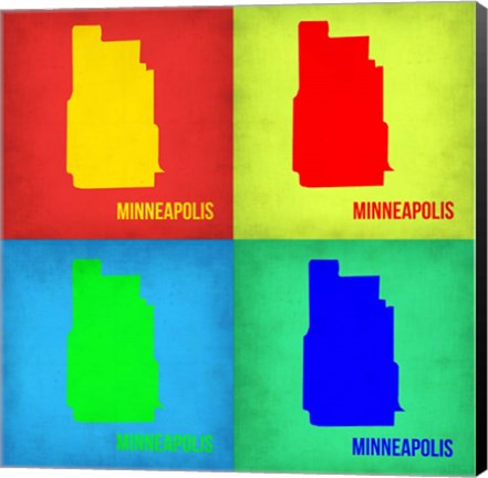 Framed Minneapolis Pop Art Map 1 Print