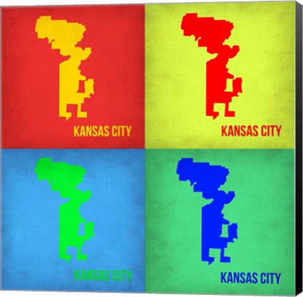 Framed KansasCity Pop Art Map 1 Print