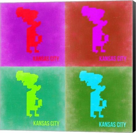 Framed KansasCity Pop Art Map 2 Print