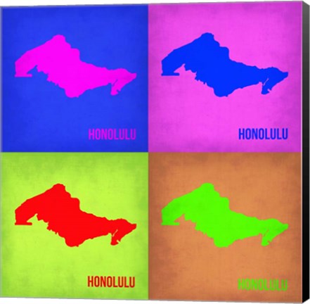 Framed Honolulu Pop Art Map 1 Print