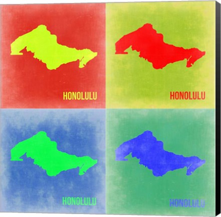 Framed Honolulu Pop Art Map 2 Print