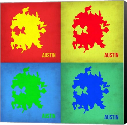 Framed Austin Pop Art Map 1 Print