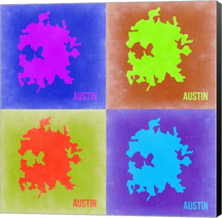 Framed Austin Pop Art Map 2 Print