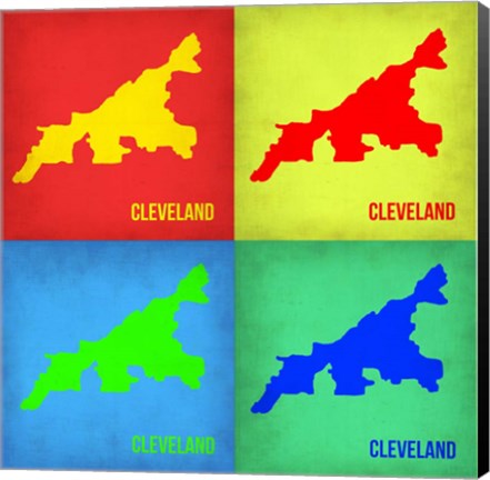 Framed Cleveland Pop Art Map 1 Print