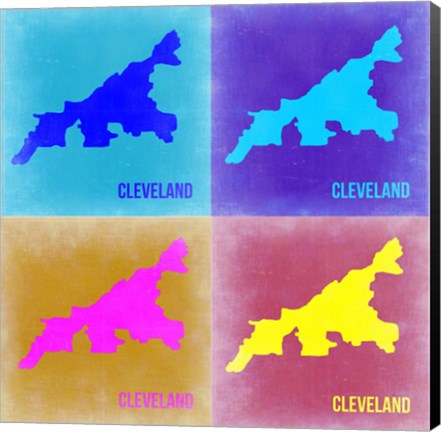 Framed Cleveland Pop Art Map 2 Print