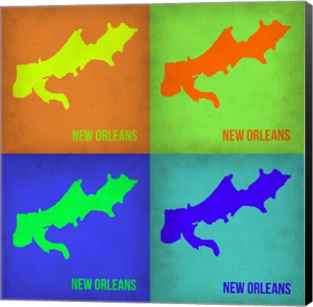 Framed New Orleans Pop Art Map 1 Print