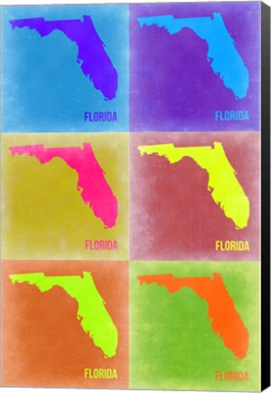 Framed Florida Pop Art Map 2 Print