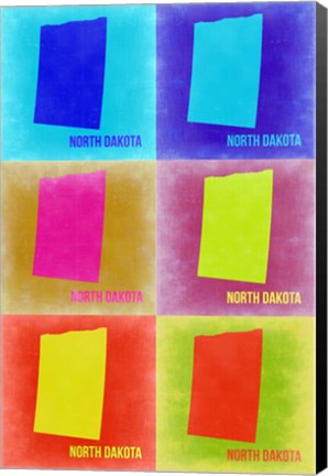 Framed North Dakota Pop Art Map 2 Print