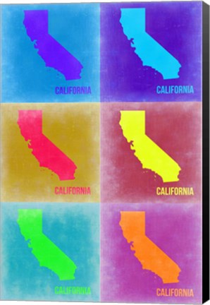 Framed California Pop Art Map 2 Print